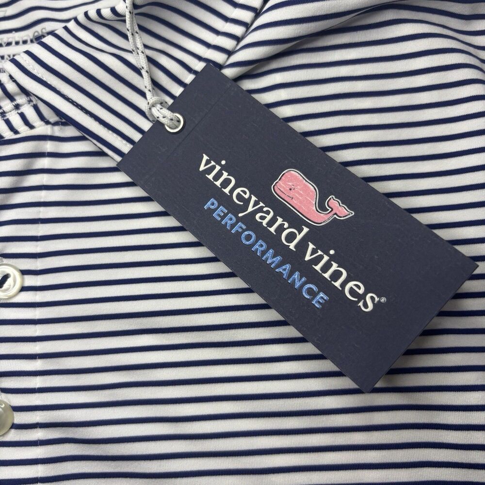 Vineyard Vines Performance Sankaty Golf Polo Blue Bradley‎ Stripe Men's XXL NEW - Picture 7 of 7